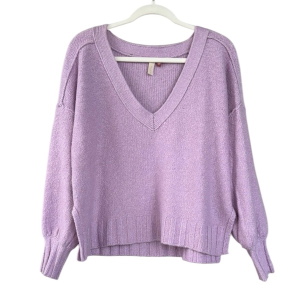 Anthropologie Pilcro Lilac V-Neck Oversized Sweater Size Small - Picture 1 of 9